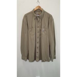 Carhartt FR Flame Resistant Shirt Khaki Force 2112 CAT 2 Button Up 101698 2XL